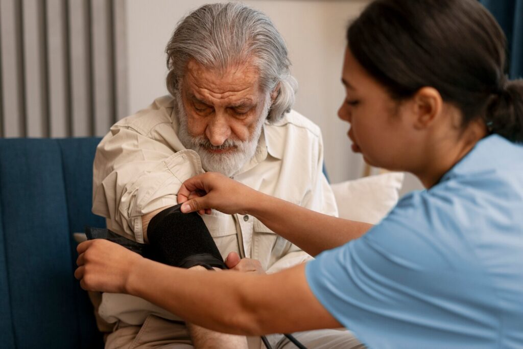 woman taking care old man 23 2151493346
