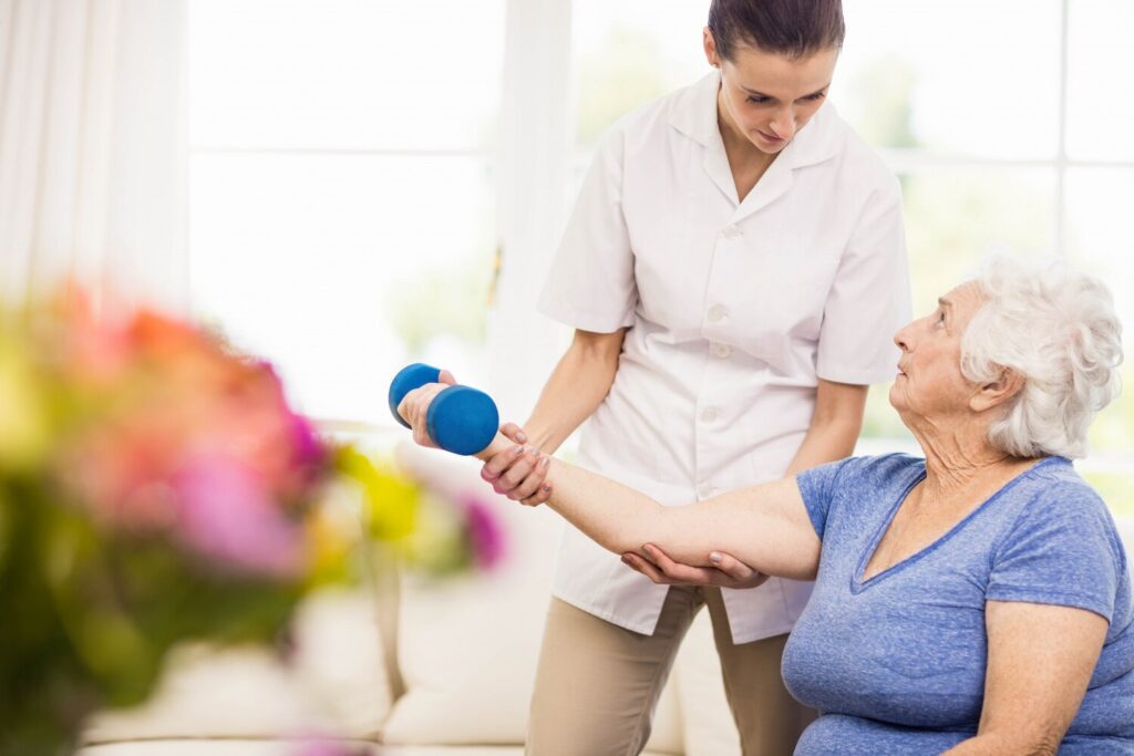 physiotherapist taking care sick elderly patient home 107420 10374 physiotherapist taking care sick elderly patient home 107420 10374