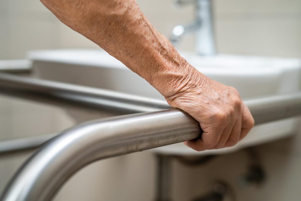 asian elderly woman use toilet bathroom handle security healthy strong medical concept 39768 11271